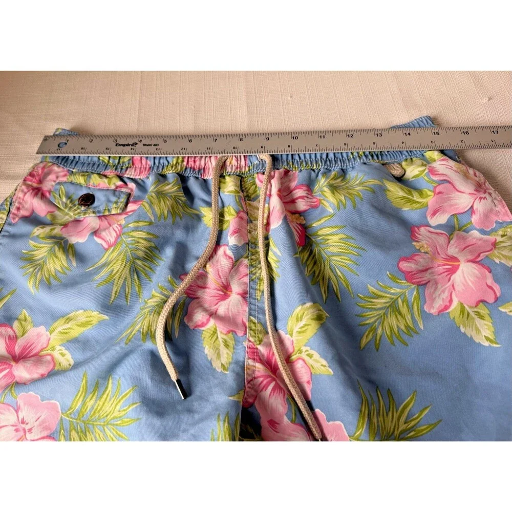 Polo Ralph Lauren Mens M Blue Floral Hawaiian Surf Bathing Suit Swim Trunks